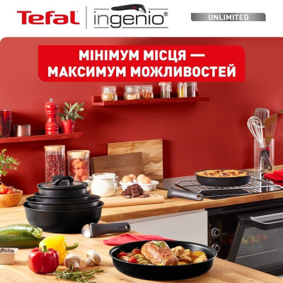 Набор посуды Tefal Ingenio Unlimited, сменная ручка, 3 предмета, алюминий, бакелит, черный (L7638942) Набор посуды Tefal Ingenio Unlimited, сменная ручка, 3 предмета, алюминий, бакелит, черный (L7638942)