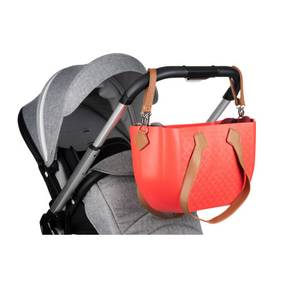 Сумка Nuvita MyMia ручки еко-шкіра, килимок, ремені для коляски, червоно-коричневий