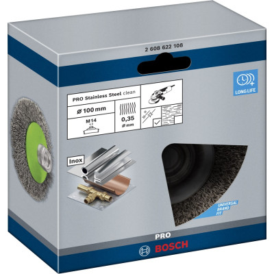 Щітка дискова Bosch Professional нержавіюча 100мм 0.35мм M14