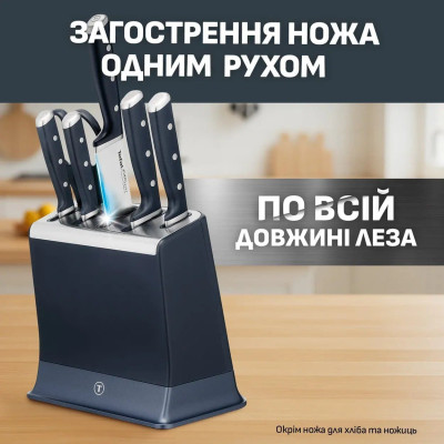 Набір ножів Tefal EverSharp Pro, з блоком, 6предметів, нержавіюча сталь, синій Набір ножів Tefal EverSharp Pro, з блоком, 6предметів, нержавіюча сталь, синій