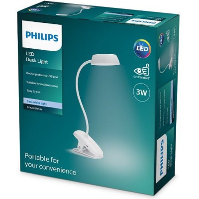 Philips Лампа настільна LED Reading Desk lamp Donutclip, білий