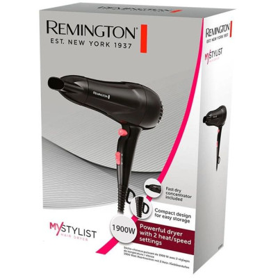 Фен Remington MyStylist, 1900Вт, 2 режими, іоніз-я, хол. обдув, чорний