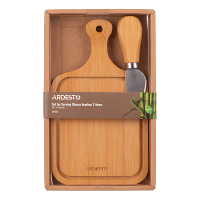 Набір для подачі сиру ARDESTO Midori, 2 предмети, 19х11х0.8см, бамбук, нержавіюча сталь
