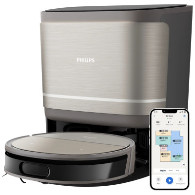 Робот-пилосос Philips Series 9000, h=9.8см, вологе прибирання, конт пил -0.21л, вода -0.22л, автон. робота до 280хв, EPA 11, чорний-металік Робот-пилосос Philips Series 9000, h=9.8см, вологе прибирання, конт пил -0.21л, вода -0.22л, автон. робота до 280хв, EPA 11, чорний-металік