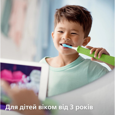 Щітка зубна електр. Philips, Sonicare For Kids, 62т. колив/хв, насадок-2, світло-зелений