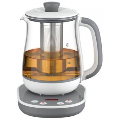 Електрочайник Tefal Tastea tea maker 1.5л, скло, заварник, біло-сірий Електрочайник Tefal Tastea tea maker 1.5л, скло, заварник, біло-сірий