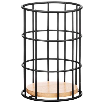 Підставка для столових приборів ARDESTO Midori 11х11х17см, метал, бамбук, чорний