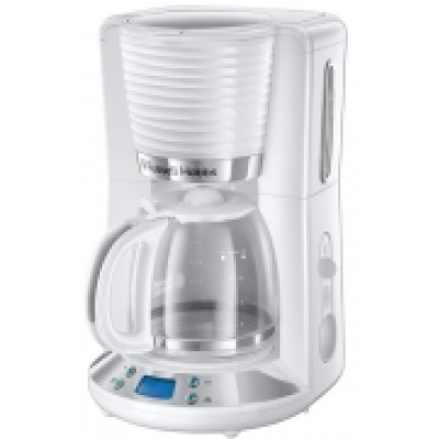 Кавоварка Russell Hobbs крапельна Inspire 1,25л, мелена, 10 чашок, таймер вимкнення, білий