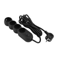 2E Подовжувач мережевий Plus 4хТип F, 3х1мм кв, 10A, 3м, чорний