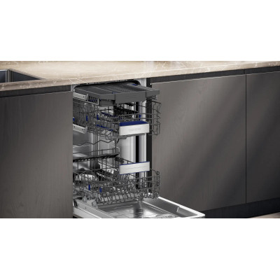 Посудомийна машина Siemens вбудована, 10компл., A+, 45см, дисплей, 3й кошик, Zeolith, білий