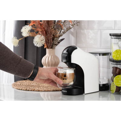 Кавоварка Ardesto капсульна, 0.8л,  капсули Nespresso, Nescafe Dolce Gusto, мелена кава, сенсорне керування, білий