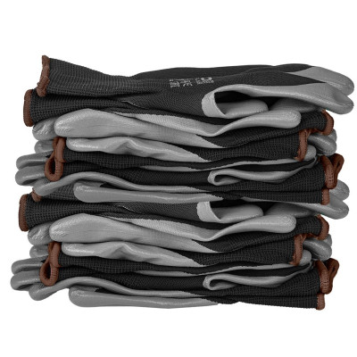 Neo Tools Рукавички робочі комплект 12шт, поліестер з нітриловим покриттям, р.9, сіро-чорний Neo Tools Рукавички робочі комплект 12шт, поліестер з нітриловим покриттям, р.9, сіро-чорний