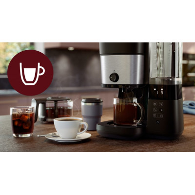 Philips Кофеварка капельная All-in-1 Brew, 1.25л, зерно+молотый, дисплей, подогрев кофейника, кофемолка, черный