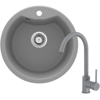 Набір для кухні Deante Solis, гранітна мийка ZRS_S803 + зміш. BEU_S62M, сірий Набір для кухні Deante Solis, гранітна мийка ZRS_S803 + зміш. BEU_S62M, сірий