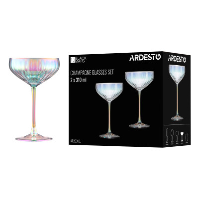 Набор бокалов для шампанского ARDESTO Black Mars Zenith 310мл, 2шт, стекло, прозрачный Набор бокалов для шампанского ARDESTO Black Mars Zenith 310мл, 2шт, стекло, прозрачный