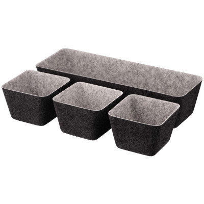 Набір контейнерів ARDESTO Prestigio 4 предмети, 38.5x13.5x9cm/12x12x8.5см, фетр, сірий