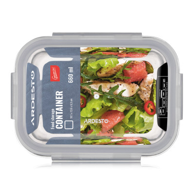 Контейнер для хранения продуктов питания Ardesto Gemini 0.66л, боросиликатное стекло, пластик, прямоугольный, прозрачный