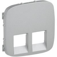 Лицьова панель подвійної розетки RJ11/RJ45 Legrand Valena ALLURE, IN*MATIC, алюміній