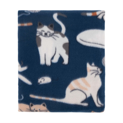 Плед ARDESTO Fleece 130x160см, 100% поліестер, котики, синій Плед ARDESTO Fleece 130x160см, 100% поліестер, котики, синій