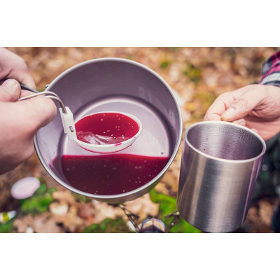 Набір туристичного посуду Neo Tools, 7в1, каструля, сковорода, 2 тарілки, половник, лопатка, губка, сертифікат LFGB, 0.42кг