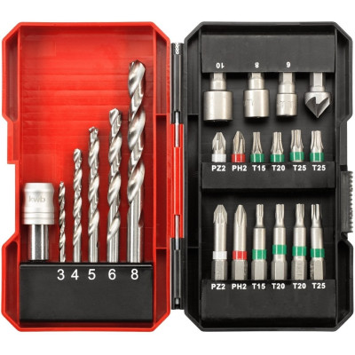 Einhell Набір біт та свердел по металу HSS, 22 шт, кейс S-Box, KWB