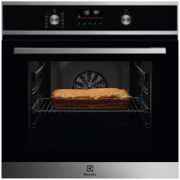 Духовой шкаф Electrolux электрический, 65л, A+, дисплей, конвекция, пиролиз, телескопические направляющие, черный+нерж (EOF6P76BX)