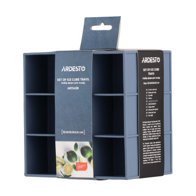 ARDESTO Набір форм для льоду Gemini, 2шт, 10.9х10.9х3.6см, силікон, синій ARDESTO Набір форм для льоду Gemini, 2шт, 10.9х10.9х3.6см, силікон, синій