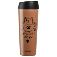 Термочашка ARDESTO Coffee time Cat, 450мл, нержавіюча сталь, коричневий світлий