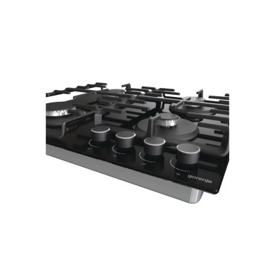 Варильна поверхня Gorenje газова на склі, 60см, чавун, чорний
