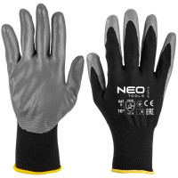 Рукавички робочі Neo Tools поліестер з нітриловим покриттям, р.10, сіро-чорний 12шт Рукавички робочі Neo Tools поліестер з нітриловим покриттям, р.10, сіро-чорний 12шт