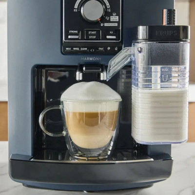 Кавомашина Krups Harmony Milk 1.7л, зерно, автомат.капучинатор, авторецептів - 5, синій Кавомашина Krups Harmony Milk 1.7л, зерно, автомат.капучинатор, авторецептів - 5, синій