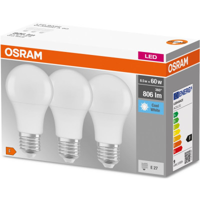 Набір ламп 3шт OSRAM LED E27 8.5Вт 4000К 806Лм A60