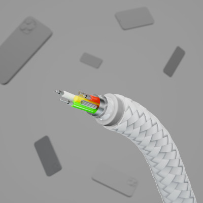 Belkin Кабель USB-A - Lightning плетений, силіконовий, з ремінцем на магніті, 1м, білий Belkin Кабель USB-A - Lightning плетений, силіконовий, з ремінцем на магніті, 1м, білий