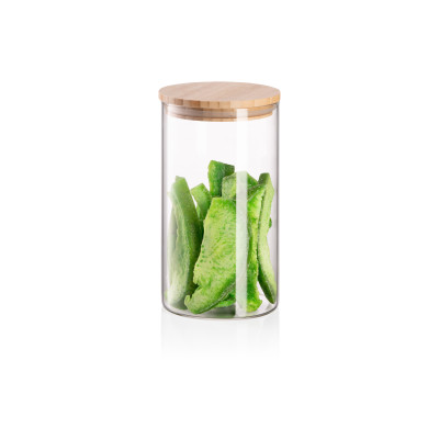 ARDESTO Банка для зберігання Fresh, кругла, 760 мл, скло, бамбук