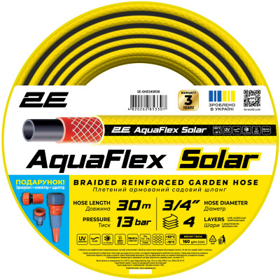Шланг садовий 2Е AquaFlex Solar 3/4" 30м 4 шари 13бар -10+60°C Шланг садовий 2Е AquaFlex Solar 3/4" 30м 4 шари 13бар -10+60°C