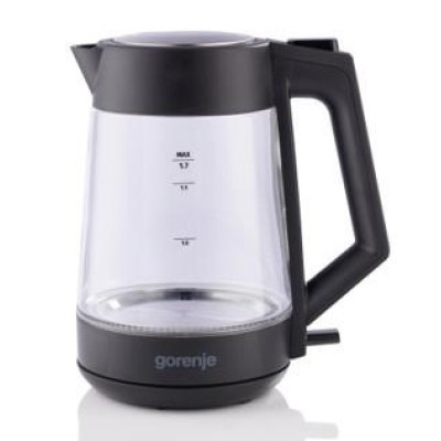 Електрочайник Gorenje 1.7л, 2,200 Вт, strix контроль, скло, чорний