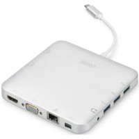 Хаб DIGITUS USB-C > HDMI/VGA/miniDisplayPort/3xUSB-A/USB-C/SD/MicroSD/RJ54/Audio (DA-70863)