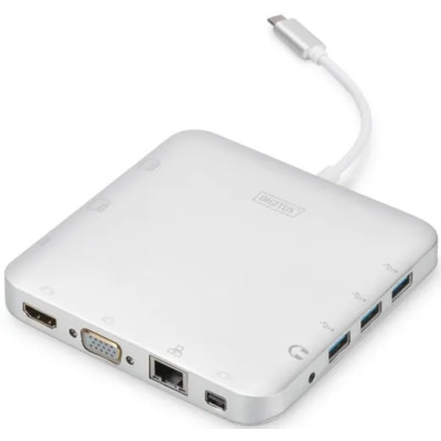 Хаб DIGITUS USB-C > HDMI/VGA/miniDisplayPort/3xUSB-A/USB-C/SD/MicroSD/RJ54/Audio (DA-70863)