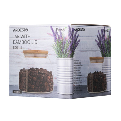 ARDESTO Банка для зберігання Fresh Classic 800 мл, скло, бамбук