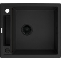 Мийка кухонна Deante Magnetic, граніт, квадрат, без крила, 560х500х219мм, чаша - 1, накладна, чорний матовий