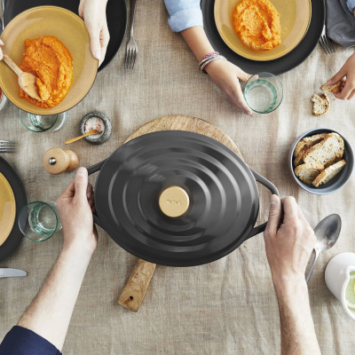 Каструля Tefal Air, з кришкою, 5.7л, алюміній, чорний