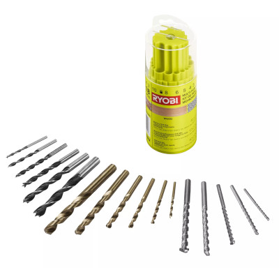 Ryobi Набір свердел RAK18DмIX, 18шт Ryobi Набір свердел RAK18DмIX, 18шт
