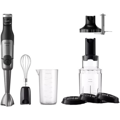 Philips Блендер заглибний Series 5000, 1200Вт, 4в1, чопер XL, спіралайзер, чорний Philips Блендер заглибний Series 5000, 1200Вт, 4в1, чопер XL, спіралайзер, чорний