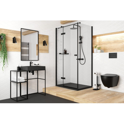 Душова система Deante Jasmin зі змішувачем-термостатом для душу, душ - 3 функц., кріпл. - на стійці, чорний