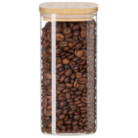 Банка для зберігання ARDESTO Midori 700мл, скло, бамбук, квадратна, прозорий