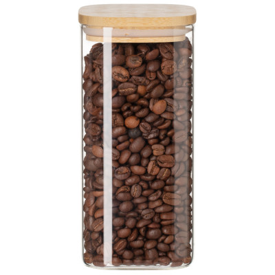 Банка для зберігання ARDESTO Midori 700мл, скло, бамбук, квадратна, прозорий