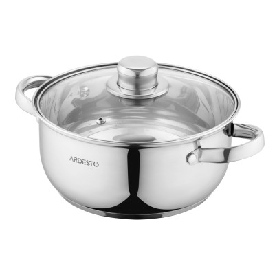 Каструля ARDESTO Gemini Gourmet, скляна кришка, 2.7 л, нержавіюча сталь