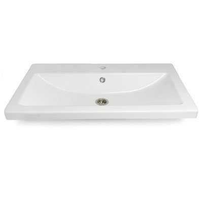 Раковина, умивальник Adamant CERS, штучний камінь, прямокут., з отвором для змішувача, з отвором для переливу, 795x450x158мм, накладний, білий