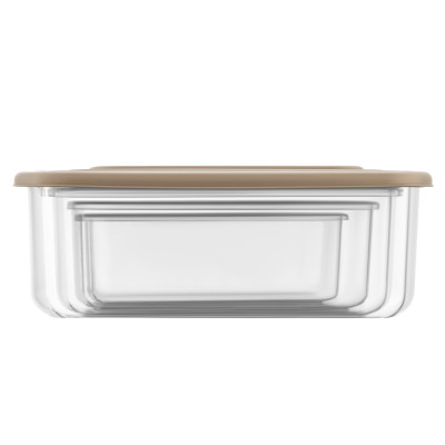 Набір контейнерів для зберігання харчових продуктів ARDESTO Fresh 0.25/0.5/0.75/1.2л, пластик, прямокутна, бежевий