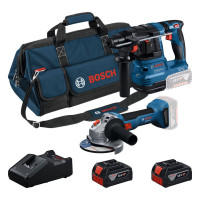 Набір із двох акумуляторних інструментів Bosch Professional 18В перфоратор GBH 18V-22, Шліфмашина кутова GWS 18V-8 акб 2x4А·год, ЗП, сумка M-BAG Набір із двох акумуляторних інструментів Bosch Professional 18В перфоратор GBH 18V-22, Шліфмашина кутова GWS 18V-8 акб 2x4А·год, ЗП, сумка M-BAG